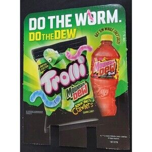 Mountain Dew/ Trolli Shipper Display Card Topper Dobthe Worm Do The Dew No Candy